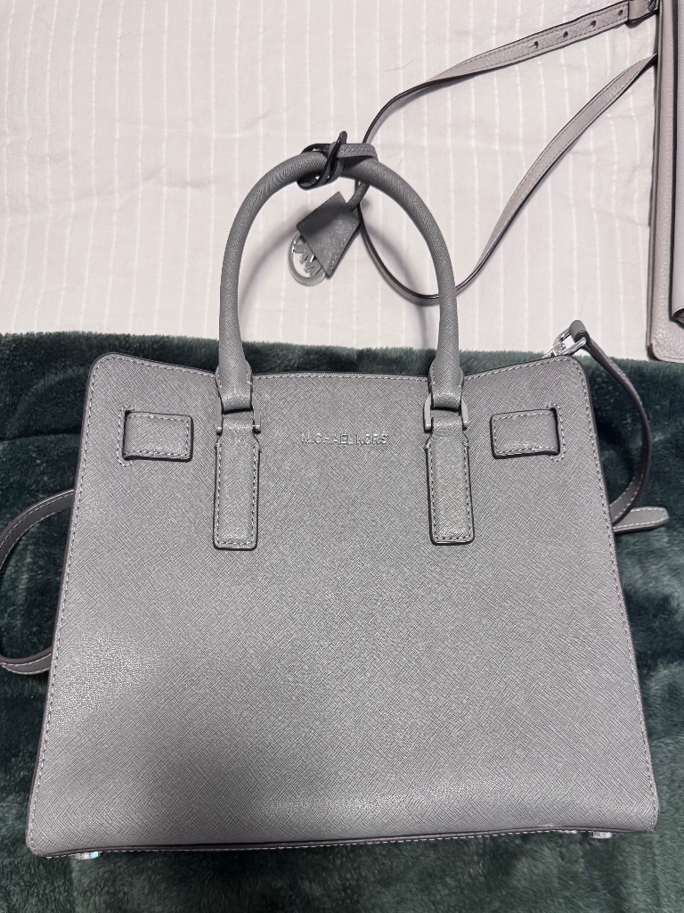 Michael Kors Dillon Large Saffiano Leather Satchel Crossbody Gray